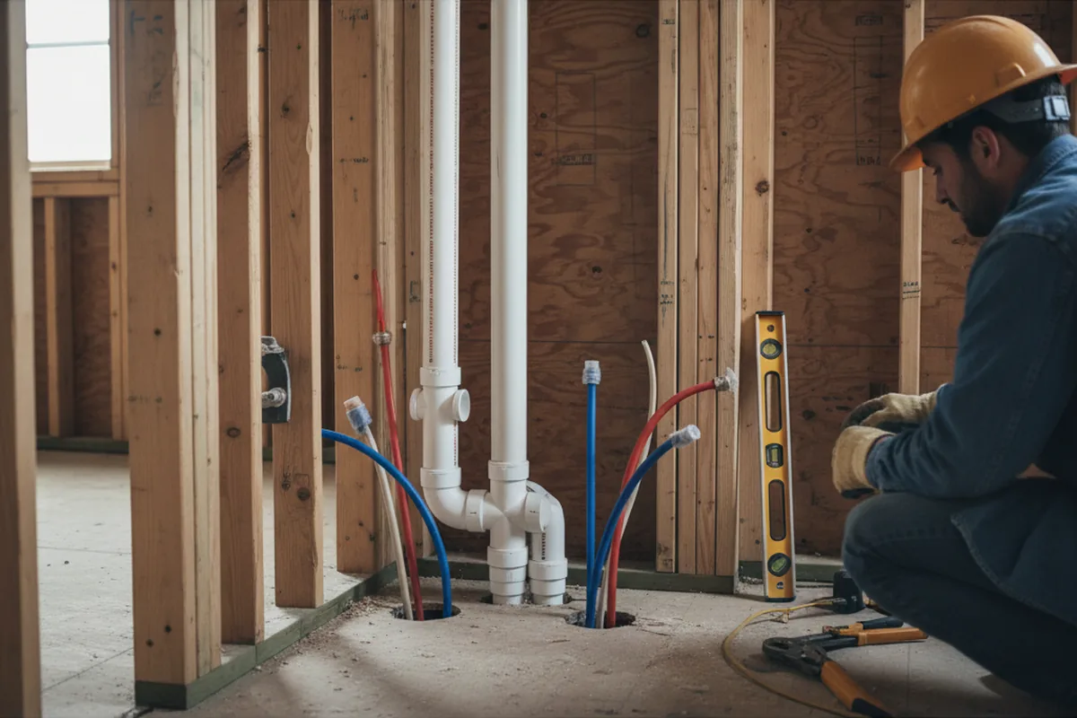 Drain and supply rough-in during Toilet Repair and Installation in Worthington